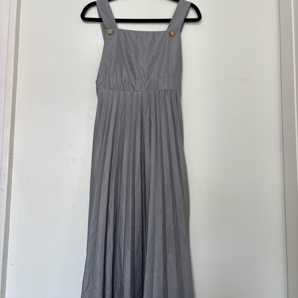 Gray Overall Pleated Dress